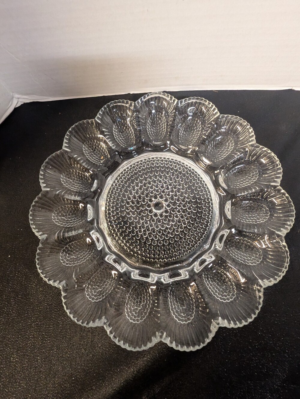 Vintage Indiana Glass Clear Raised Hobnail Deviled Egg Plate Serving Tray